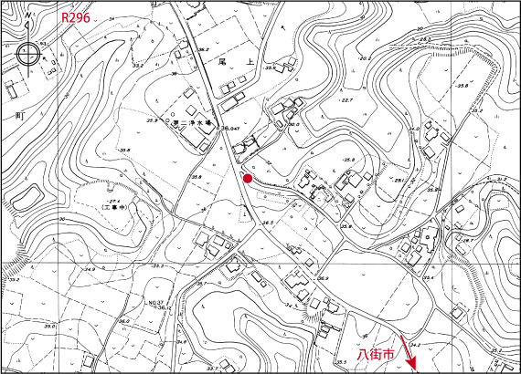 尾上野中道標の位置図