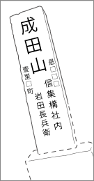 成田道上岩橋萩山岩田長兵衛道標の正面文字