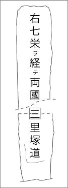 上岩橋中山作道標の右面文字